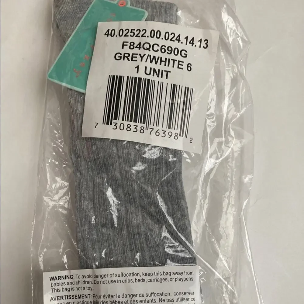 Copper Key Girls 2 Pack Cable Knit Knee High Socks Size 7 (Grey/White)